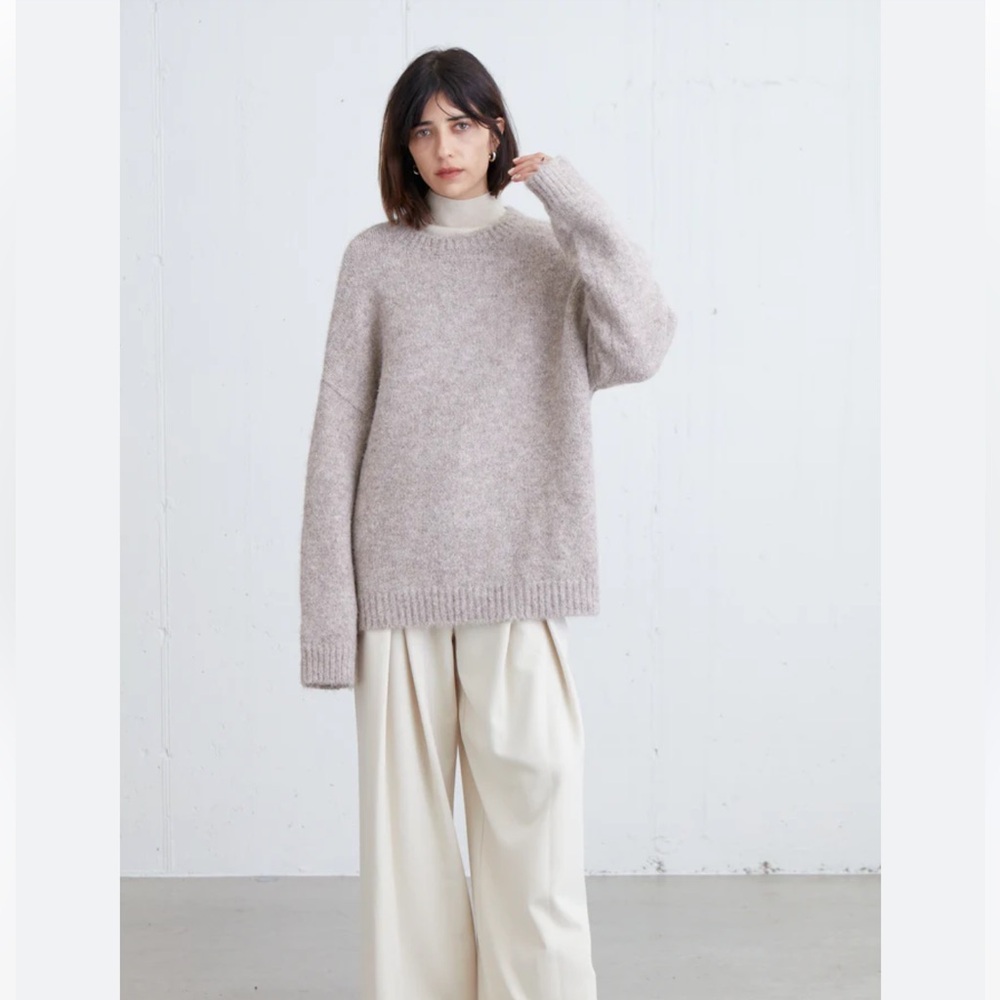 Oversized plum coloured Oak & Fort wool blend sweater in medium